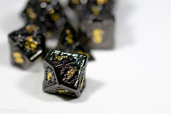 Black w/Gold Numbering Sword Strengthened Metal 7-Dice Set (Online Only)
