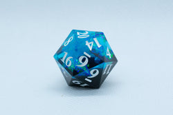 Deep Nether Sharp Edge Resin d6 / d20-Dice (Blue- Black w/ White Numbers)