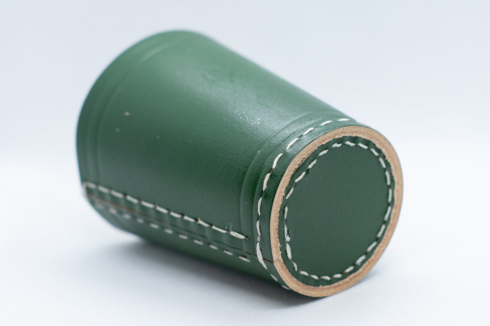 Handmade Leather Dice Cup (Green) No Lining white thread Simple (Online Only)