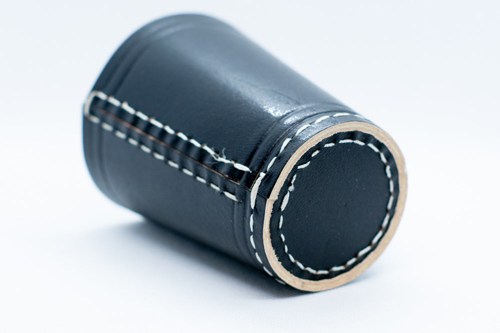 Handmade Leather Dice Cup (Black) No Lining white thread Simple (Online Only)