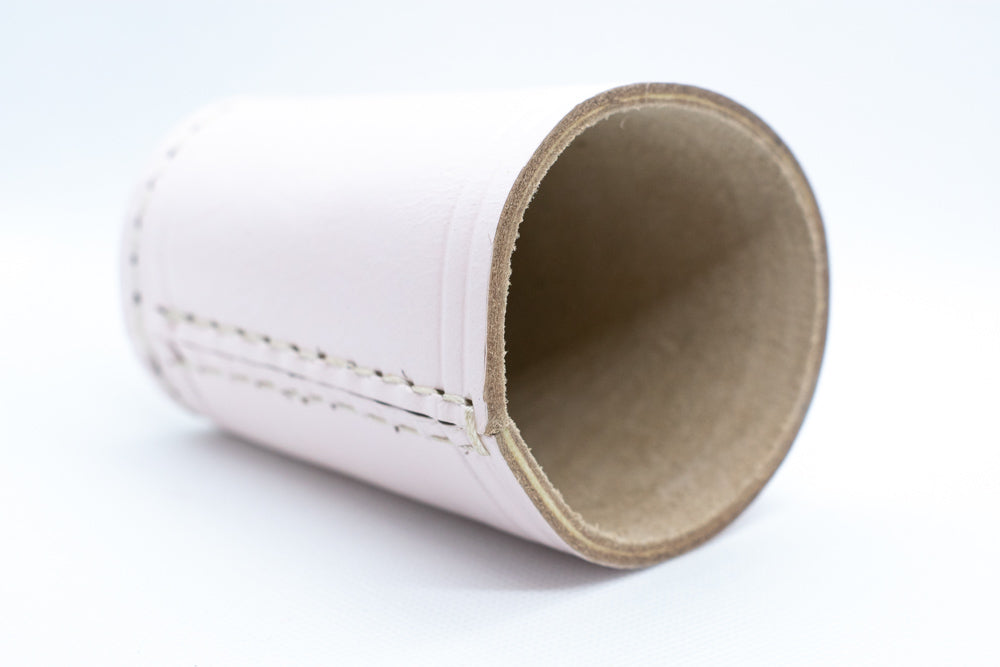 Handmade Leather Dice Cup (White) No Lining white thread Simple (Online Only)