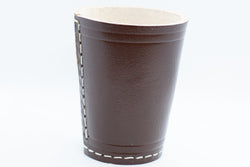 Handmade Leather Dice Cup (Brown) No Lining white thread Simple (Online Only)