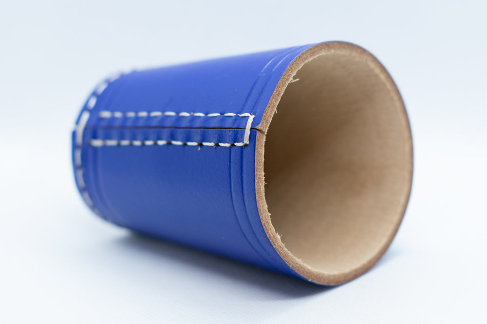 Handmade Leather Dice Cup (Blue) No Lining white thread Simple (Online Only)