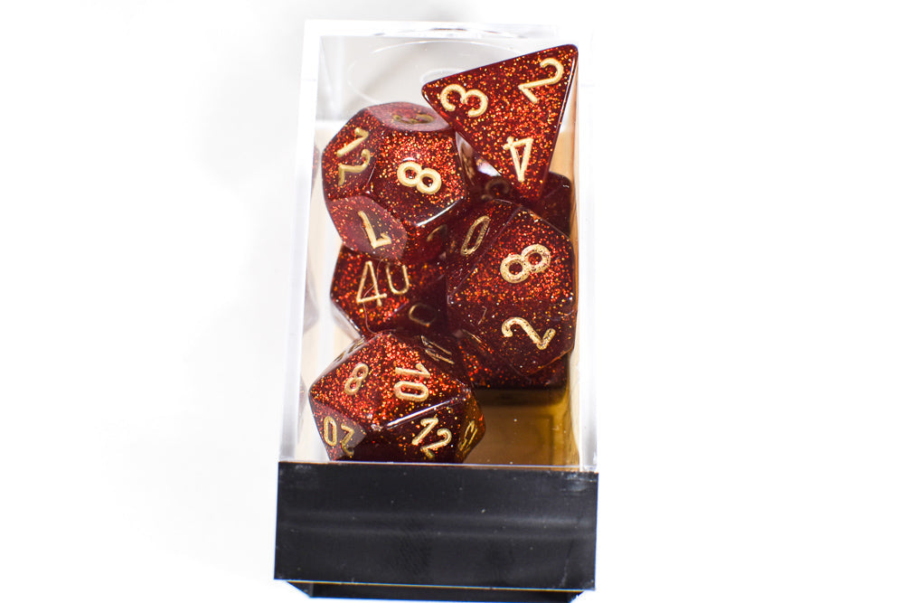 Glitter Ruby Red/Gold Polyhedral 7-Die Set (Online Only)