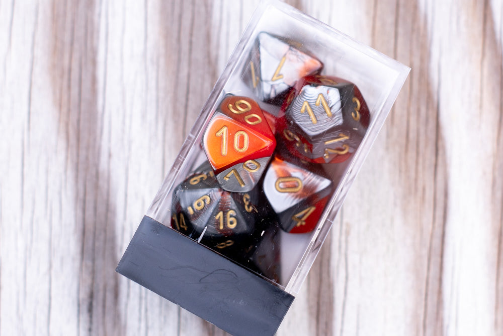 Gemini® Polyhedral Orange-Steel/gold 7-Die Set RPG DND OOP (Online Only)