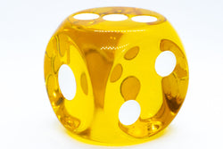 Clear Yellow 50mm d6 with White Pips Jumbo Pipped Dice (Online Only)