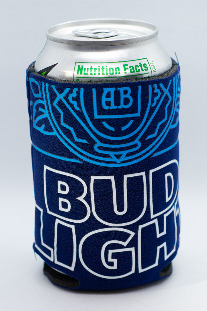 Bud Light Beer AB Cooler Fits 12 oz Aluminum Can Coozie Dark Blue (Online Only)