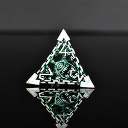 Beholder's Gates Hollow Metal Dice Set - Green and Silver (ONLINE ORDER ONLY)