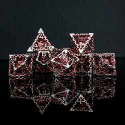 Beholder's Gates Hollow Metal Dice Set - Red and Silver (ONLINE ORDER ONLY)