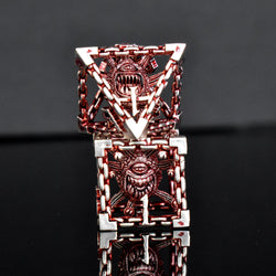Beholder's Gates Hollow Metal Dice Set - Red and Silver (ONLINE ORDER ONLY)