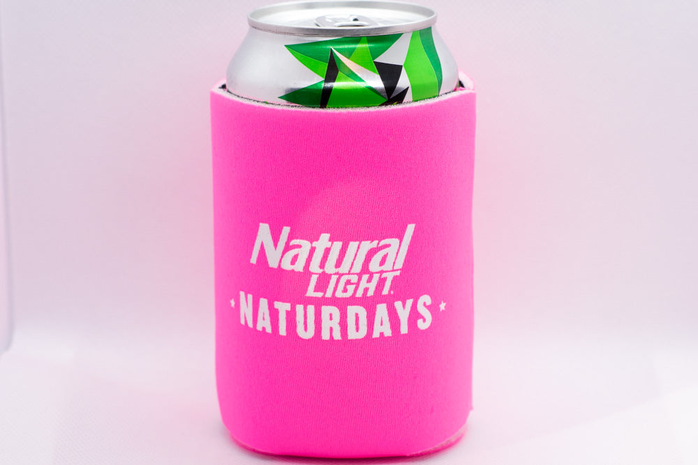 Natural Light Naturdays Cooler  Fits 12 oz Aluminum Can Coozie Pink White (Online Only)
