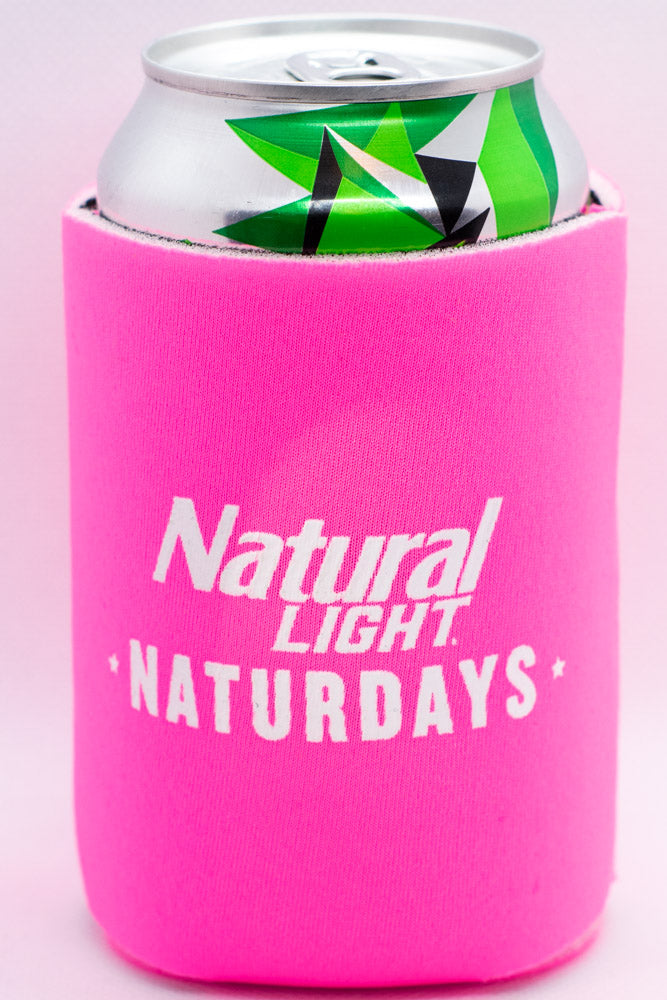 Natural Light Naturdays Cooler  Fits 12 oz Aluminum Can Coozie Pink White (Online Only)