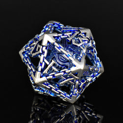 Beholder's Gates Hollow Metal Dice Set - Blue and Silver (ONLINE ORDER ONLY)