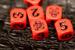 Red Pirate D6 Dice Numbered with Skull and Cross Bones (sold per die) (Online Only)