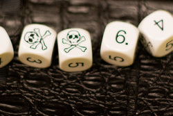 White Pirate D6 Dice Numbered with Skull and Cross Bones (sold per die) (Online Only)