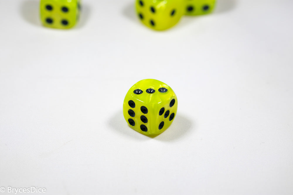 Pearl/Swirl Pipped d6 Dice Orange/Pink/Maroon/Electric Yellow/Brown/Blue/Green/Cranberry 16mm (SOLD BY PIECE) (Online Only)