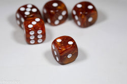 Pearl/Swirl Pipped d6 Dice Orange/Pink/Maroon/Electric Yellow/Brown/Blue/Green/Cranberry 16mm (SOLD BY PIECE) (Online Only)