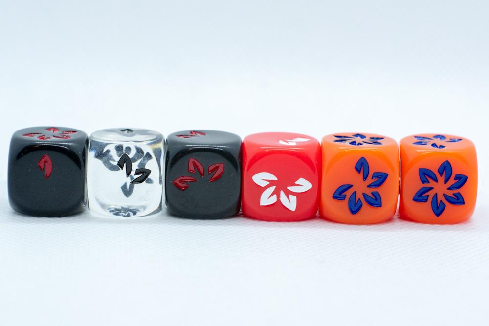 10-Pack Clear w/Black Falling Petals Dice 16mm D6 Flower Dice (Online Only)