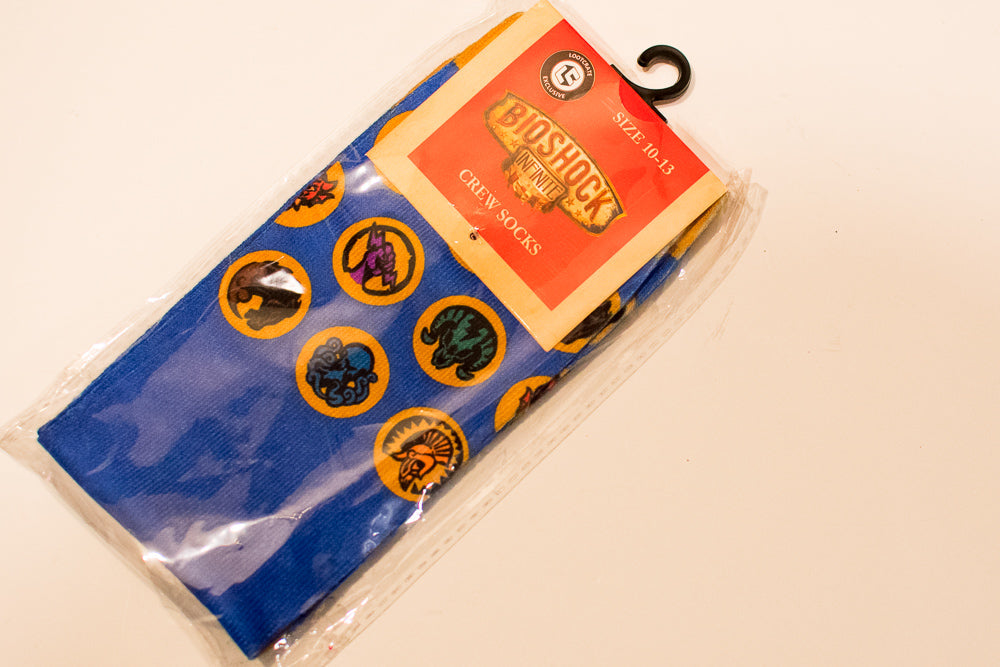 Bioshock Infinite Crew Socks Mens Size 10-13 Blue Loot Crate Exclusive (Online Only)