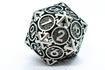 Single d6/d20 Iron Silver Deadly Arrow Dice (Online Only)