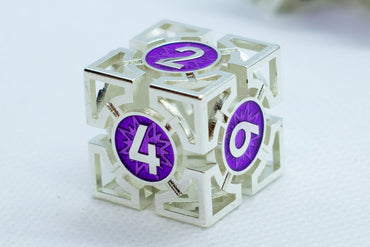 Single d6/d20 Guardian Silver w/Purple Deadly Arrow Dice (Online Only)