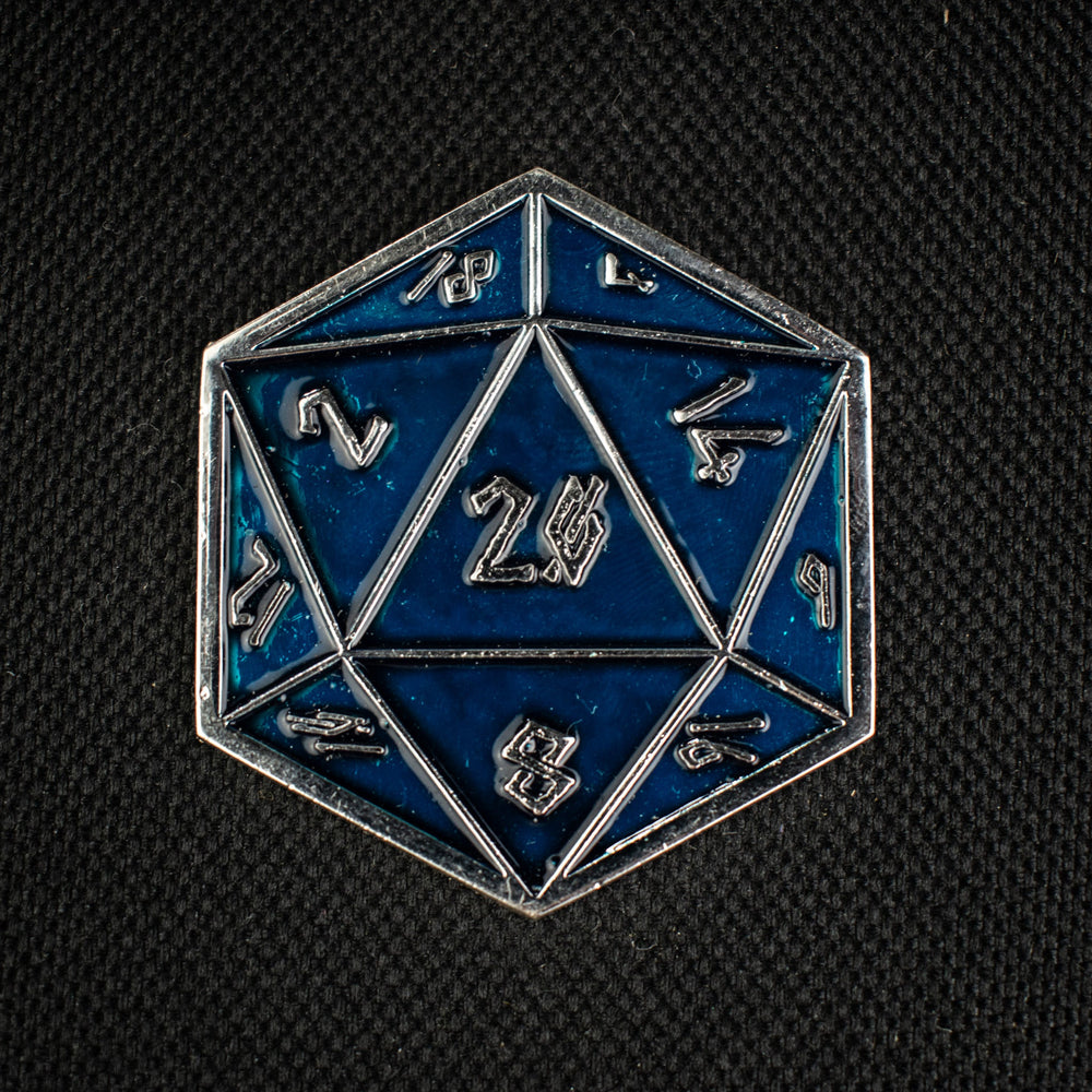 Aqua and Silver D20 Pin (ONLINE ORDER ONLY)