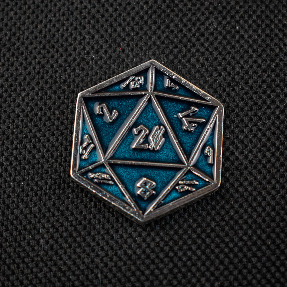 Aqua and Silver D20 Pin (ONLINE ORDER ONLY)