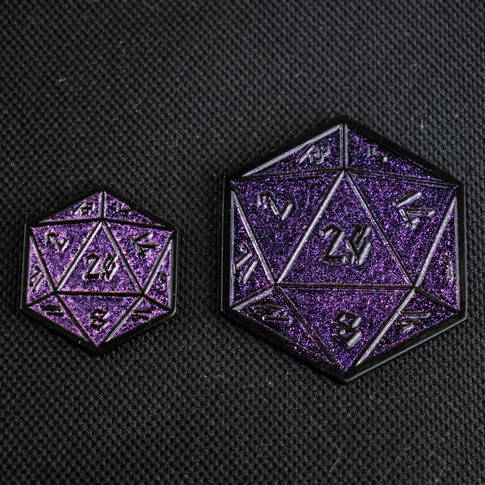 Purple Glitter D20 Pin (ONLINE ORDER ONLY)