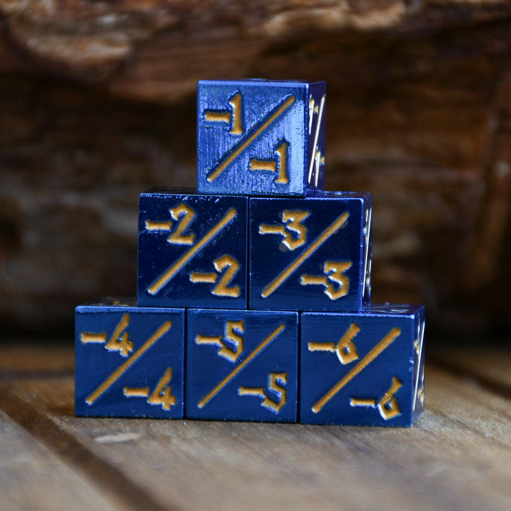 -1/-1 Counter Dice- Blue, 6ct. (ONLINE ORDER ONLY)