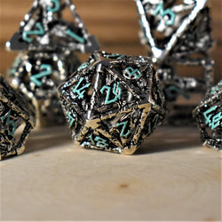 Legends of Valhalla - Silver and Blue Hollow Metal Dice Set (ONLINE ORDER ONLY)