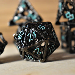 Legends of Valhalla - Black and Blue Hollow Metal Dice Set (ONLINE ORDER ONLY)