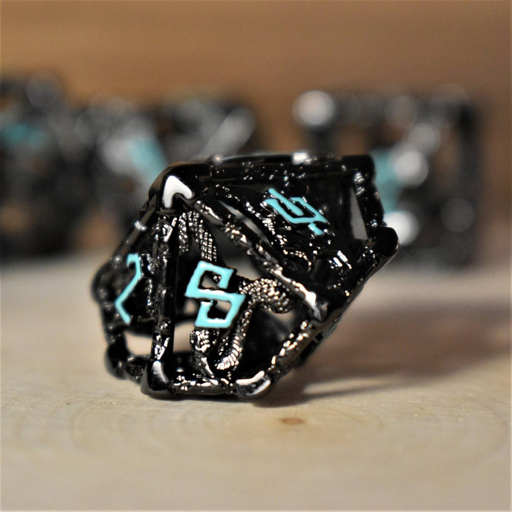Legends of Valhalla - Black and Blue Hollow Metal Dice Set (ONLINE ORDER ONLY)