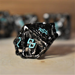 Legends of Valhalla - Black and Blue Hollow Metal Dice Set (ONLINE ORDER ONLY)