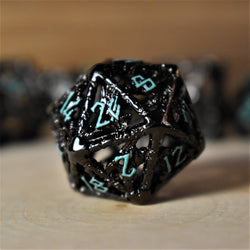 Legends of Valhalla - Black and Blue Hollow Metal Dice Set (ONLINE ORDER ONLY)