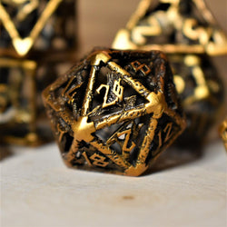 Legends of Valhalla - Golden Brass Hollow Metal Dice Set (ONLINE ORDER ONLY)