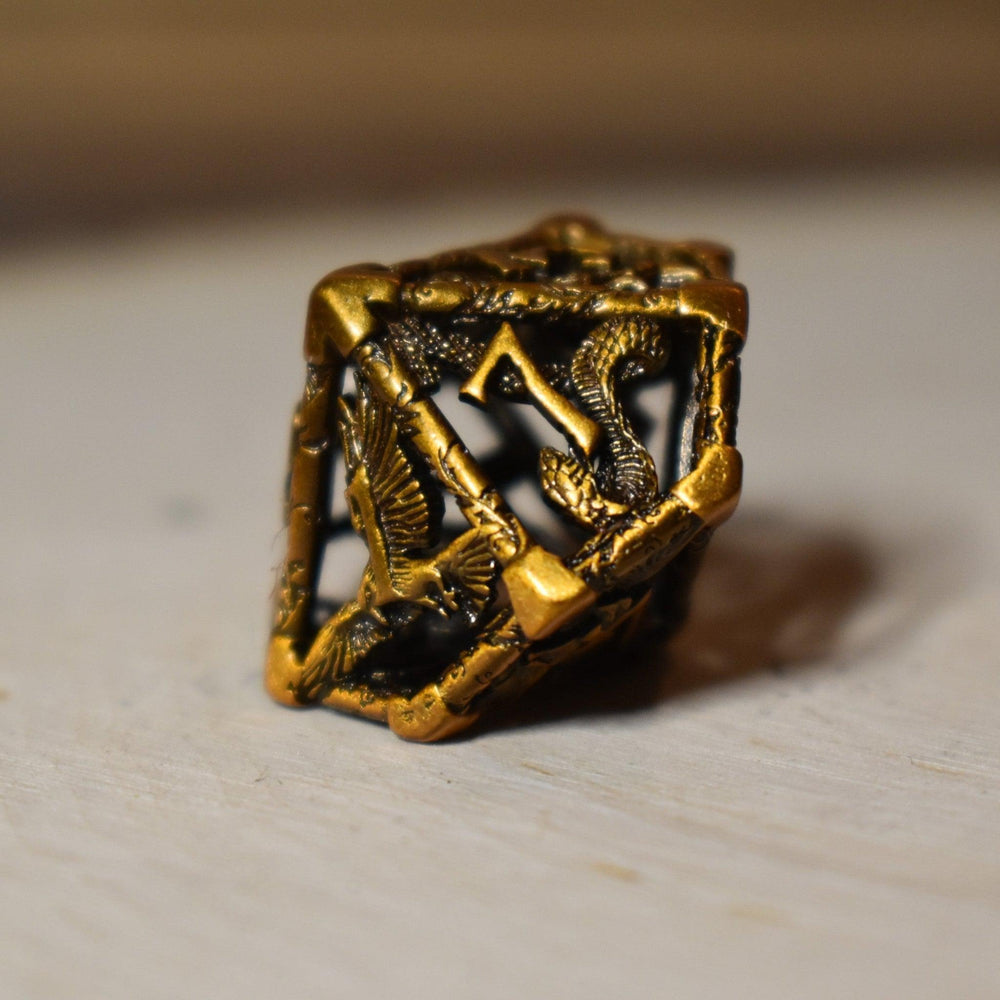 Legends of Valhalla - Golden Brass Hollow Metal Dice Set (ONLINE ORDER ONLY)