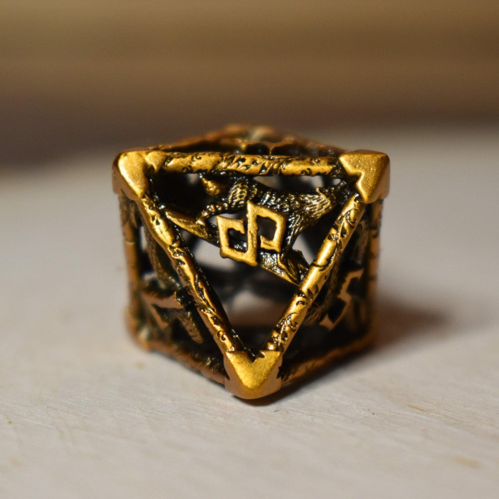 Legends of Valhalla - Golden Brass Hollow Metal Dice Set (ONLINE ORDER ONLY)