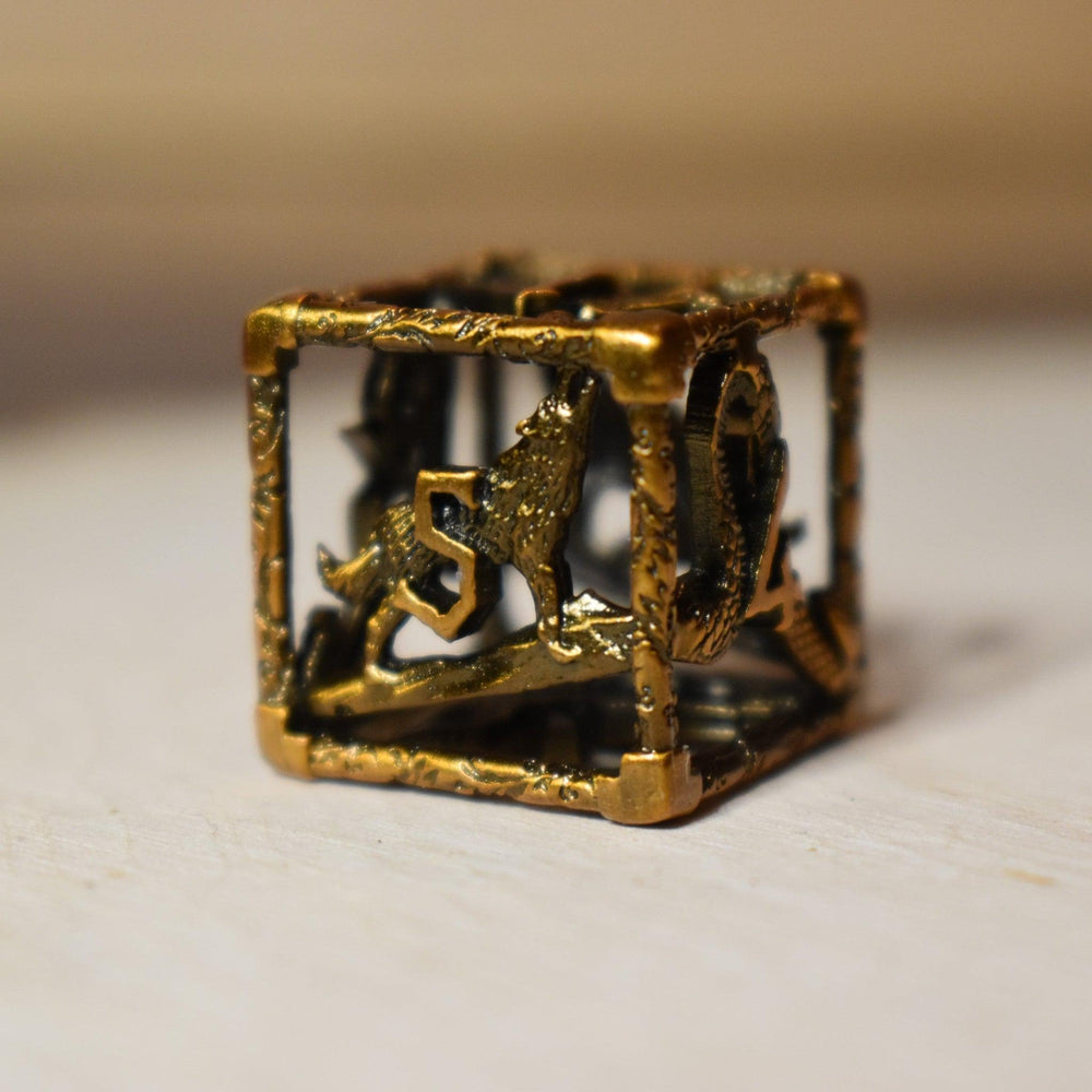 Legends of Valhalla - Golden Brass Hollow Metal Dice Set (ONLINE ORDER ONLY)
