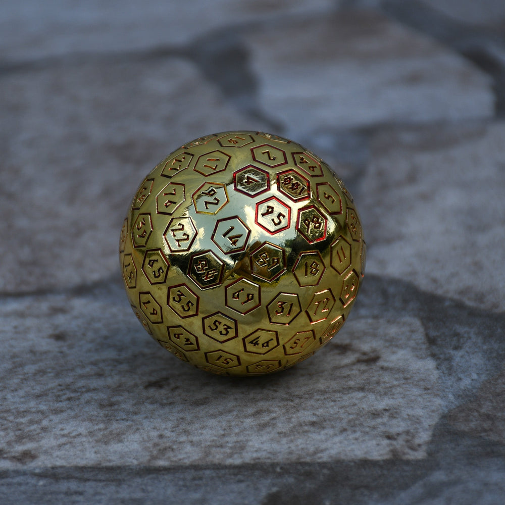The Orb D100 -  Red and Gold Metal Die (ONLINE ORDER ONLY)