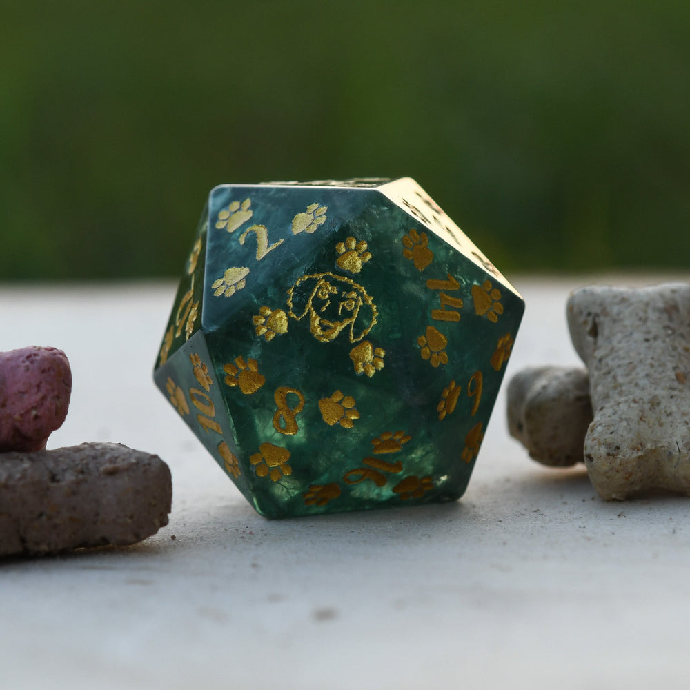 Dachshund Puppy Paws Green Fluorite 30mm D20 (ONLINE ORDER ONLY)