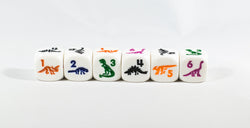 White Dice with Dinosaurs 6 Sided Bunco RPG D6 16mm Roll Kids School (Online Only)