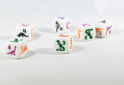 White Dice with Dinosaurs 6 Sided Bunco RPG D6 16mm Roll Kids School (Online Only)