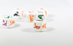 White Dice with Dinosaurs 6 Sided Bunco RPG D6 16mm Roll Kids School (Online Only)