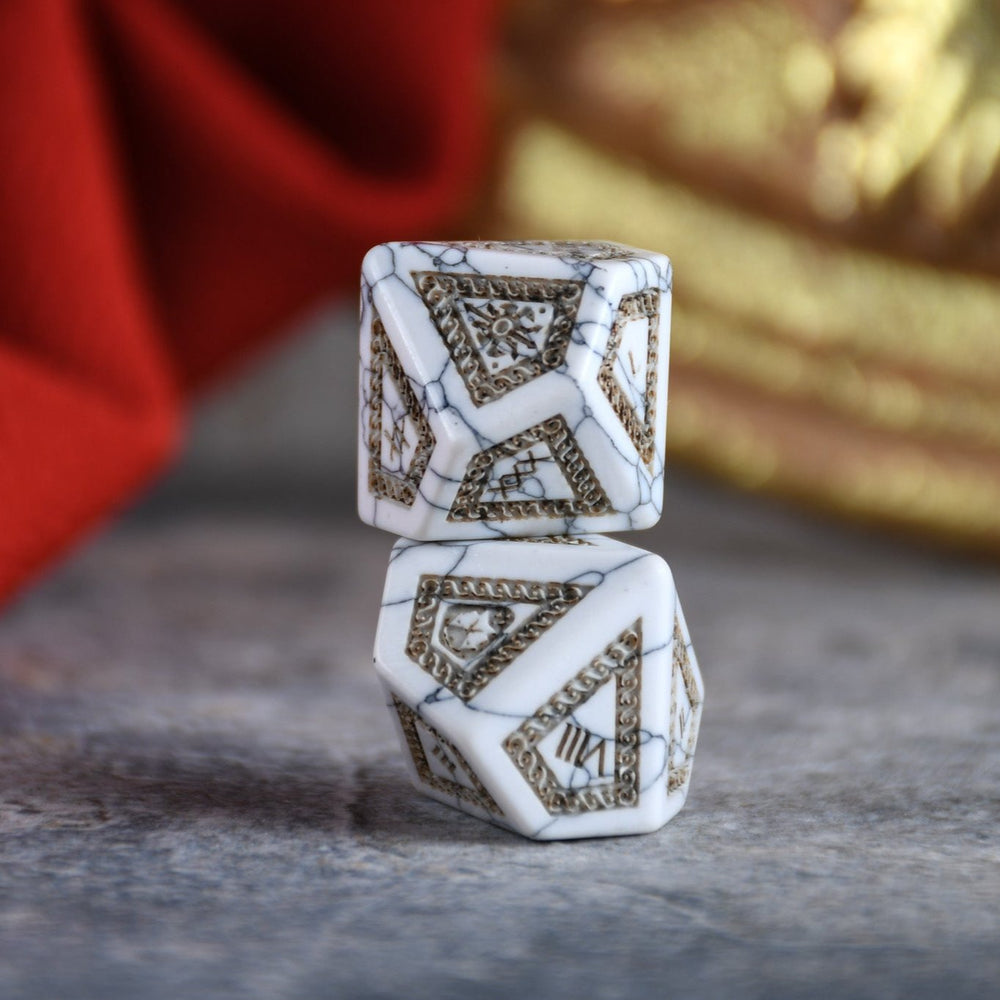 Pre-Order || Roman White Howlite Stone Dice Set