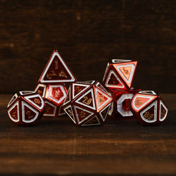 Cleric's Domain Red And White Metal Dice Set (ONLINE ORDER ONLY)