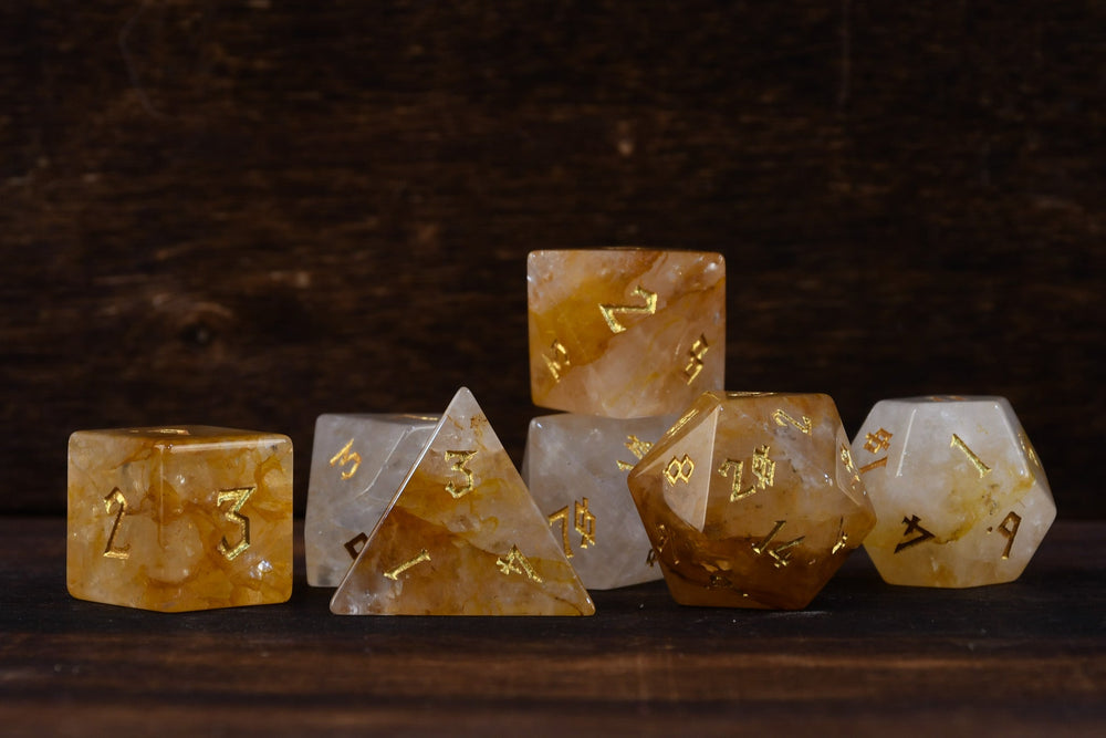 Citrine (Gold) Stone Dice Set (ONLINE ORDER ONLY)