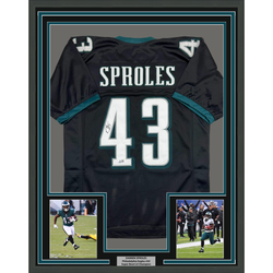 Framed Autographed/Signed Darren Sproles 35x39 Philadelphia Black Football Jersey Beckett BAS COA
