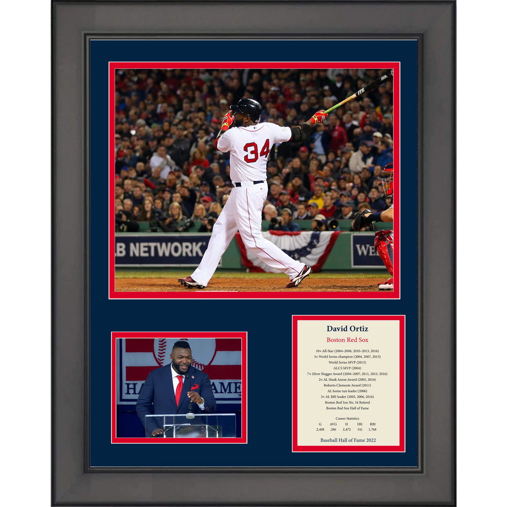 Framed David Ortiz Hall of Fame Boston Red Sox 11"x14" Baseball Three Photo Collage (ONLINE ORDER ONLY)