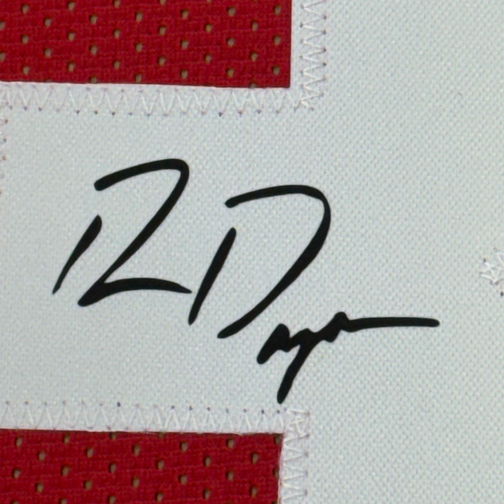 Framed Facsimile Autographed Ron Dayne 35x39 Wisconsin Red Reprint Laser Auto College Football Jersey (ONLINE ORDER ONLY)