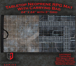 Sci-Fi Skirmish Premium - 24x24 with 3" Grid - Double Sided Neoprene Mat with Bag